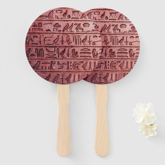 Éventail Hiéroglyphes égyptiens anciens Ventilateur à main  (Devant et derrière)