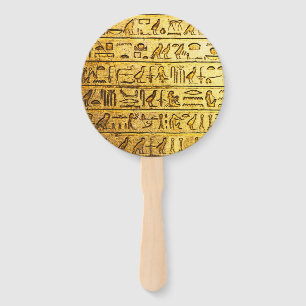 Éventail Hiéroglyphes égyptiens antiques Fan à main jaun