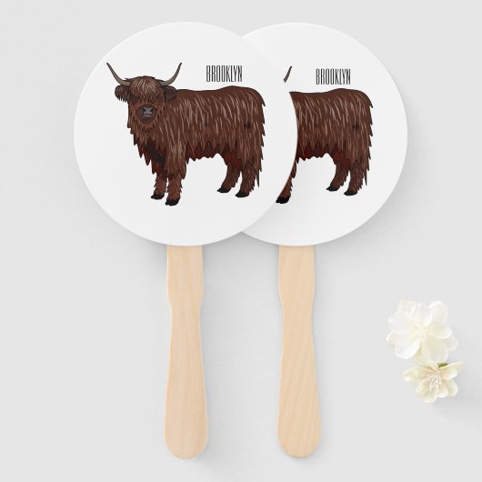 Éventail Highland cow (Devant et derrière)