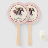 Éventail Hippocampe d'aquarelle Derby Rouge (Devant et derrière)