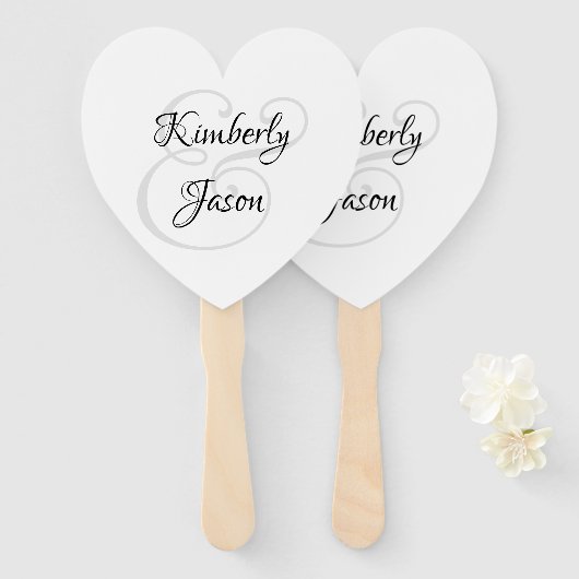 Éventail His & Her Script Names, Black & Grey (Devant et derrière)