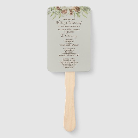 Éventail Hiver Beige Elegant Script Wedding Programme (Devant)