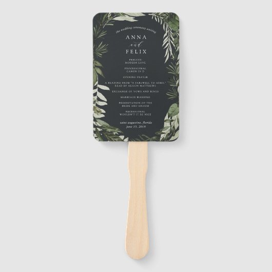 Éventail Hiver Meadow | Programme de mariage botanique vert (Devant)