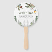 Éventail Hiver Pins Rustiques Mariage de lanterne botanique (Devant)