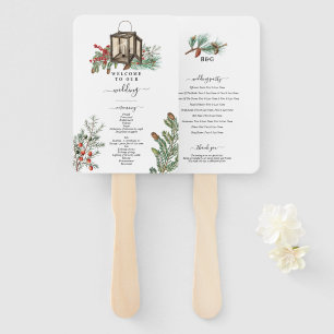 Éventail Hiver Pins Rustiques Programme de mariage des lant