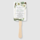 Éventail Hiver Rose Pine Holly Programme de mariage Hand Fa (Devant)