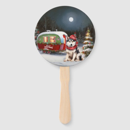 Éventail Hiver Sibérie Husky Caravan Christmas Adventure (Devant)