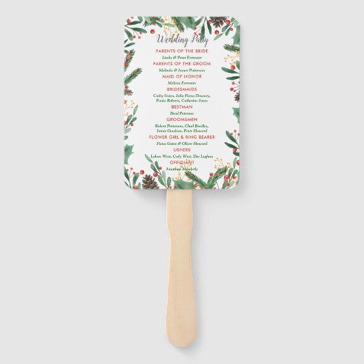Éventail Holly Feuilles Berry Noël | Programme de mariage (Dos)