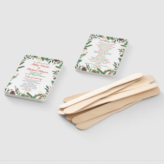 Éventail Holly Feuilles Berry Noël | Programme de mariage (Non-assemblé)