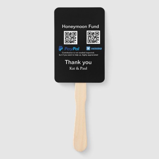 Éventail Honeymoon Fund PayPal Venmo QR code Merci (Devant)