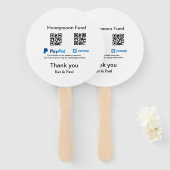 Éventail Honeymoon Fund PayPal Venmo QR code Merci (Devant et derrière)
