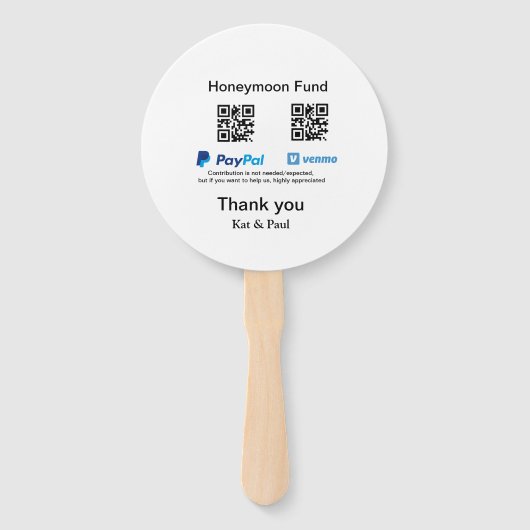 Éventail Honeymoon Fund PayPal Venmo QR code Merci (Devant)