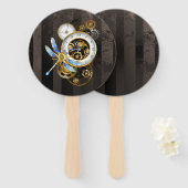 Éventail Horloge à vapeur avec libellule mécanique (Devant et derrière)