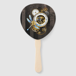 Éventail Horloge à vapeur avec libellule mécanique