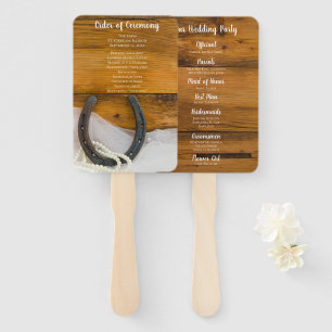 Éventail Horseshoe Pearls Country Western Wedding Programme