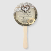 Éventail Horseshoe Sunflower Programmes de mariage en bois (Devant)