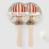 Éventail Hot Air Balloons Vintage Adventure Baby shower (Devant et derrière)