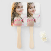 Éventail Hot rose Gradué Script moderne minimaliste photo (Devant et derrière)