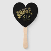 Éventail Huile d'or sur mesure Luxe Botanographie Monogramm (Devant)