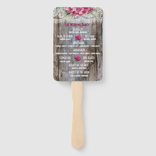 Éventail Hydrangeas dentelle et grange Mariage à main (Dos)