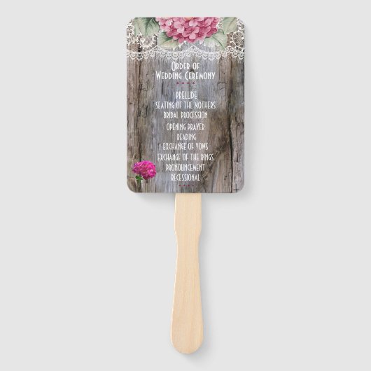 Éventail Hydrangeas dentelle et grange Mariage à main (Devant)