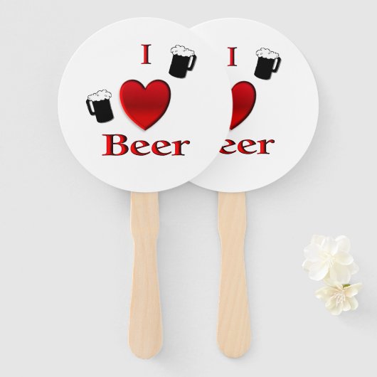 Éventail I Heart Beer Design (Devant et derrière)