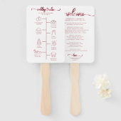 Éventail Icône d'itinéraire de mariage Chic Script Mariage  (Devant et derrière)