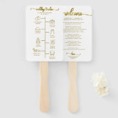 Éventail Icône d'itinéraire de mariage Chic Script Mariage  (Devant et derrière)
