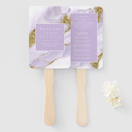 Éventail ID Abstrait Lavande d'encre Lux990 (Devant et derrière)