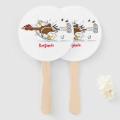 Éventail Illustration amusante de poulet cool (Devant et derrière)