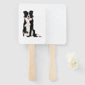 Éventail Illustration Collie Bordure ! (Devant et derrière)