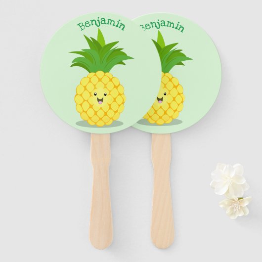 Éventail Illustration d'ananas mignon (Devant et derrière)