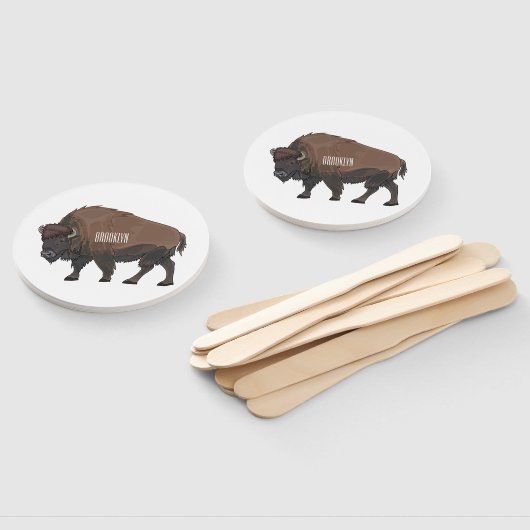 Éventail Illustration de bison (Non-assemblé)