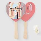 Éventail Illustration de couple mariage sous l'arc du Colis (Devant et derrière)