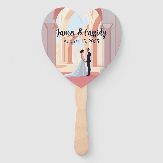 Éventail Illustration de couple mariage sous l'arc du Colis (Devant)