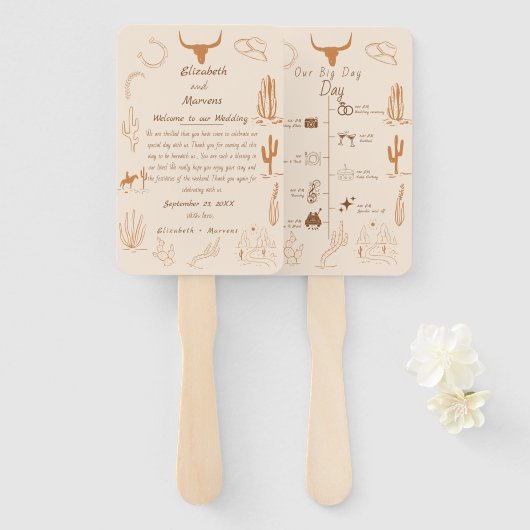 Éventail Illustration de cowboy occidental boho  Chronologi (Devant et derrière)