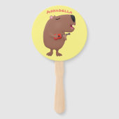Éventail Illustration de dessin animé de capybara ukulele (Dos)