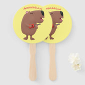 Éventail Illustration de dessin animé de capybara ukulele (Devant et derrière)