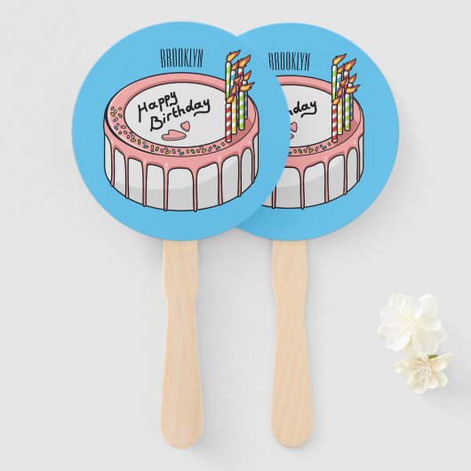 Éventail Illustration de gâteau d'anniversaire (Devant et derrière)