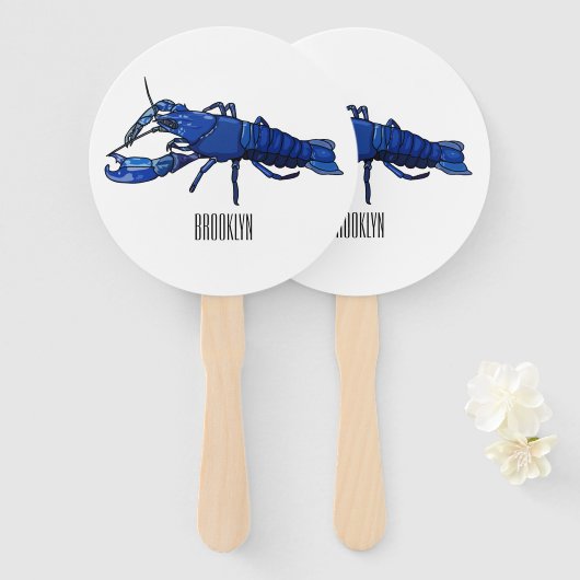Éventail Illustration de l'écrevisse marron bleu (Devant et derrière)