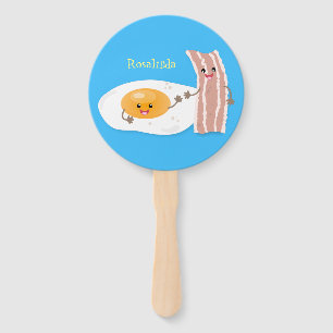 Éventail Illustration de l'oeuf de Cute kawaii et du bacon