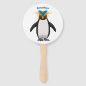 Éventail Illustration de mignon macaroni pingouin (Dos)