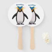 Éventail Illustration de mignon macaroni pingouin (Devant et derrière)