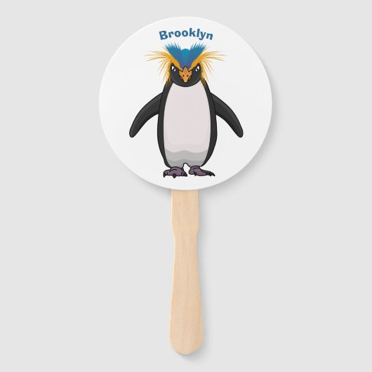 Éventail Illustration de mignon macaroni pingouin (Devant)