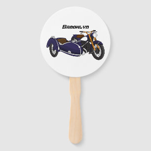 Éventail Illustration de moto pourpre Sidecar