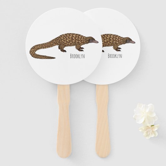 Éventail Illustration de pangolin à queue longue (Devant et derrière)