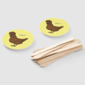 Éventail Illustration de poulet à la polis chamois (Non-assemblé)