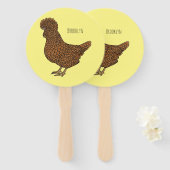 Éventail Illustration de poulet à la polis chamois (Devant et derrière)