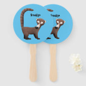 Éventail Illustration drôle curieuse de dessin animé de coa (Devant et derrière)