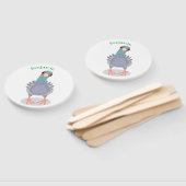 Éventail Illustration drôle de pigeon curieux (Non-assemblé)